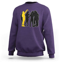 Viral Basketball Pointing Huddle Sweatshirt Funny Women Sports Culture Meme Yellow Silhouette Graphic