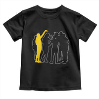 Viral Basketball Pointing Huddle Toddler T Shirt Funny Women Sports Culture Meme Yellow Silhouette Graphic