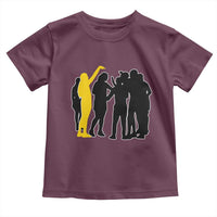 Viral Basketball Pointing Huddle Toddler T Shirt Funny Women Sports Culture Meme Yellow Silhouette Graphic