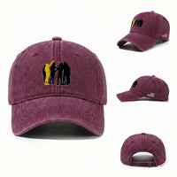 Viral Basketball Pointing Huddle Washed Cotton Baseball Cap Funny Women Sports Culture Meme Yellow Silhouette Graphic