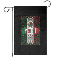 Y Si Si Mexican Flag Floral Folk Art Garden Flag Viva Mexico Pride for Soccer Football Fans