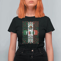 Y Si Si Mexican Flag Floral Folk Art T Shirt For Women Viva Mexico Pride for Soccer Football Fans