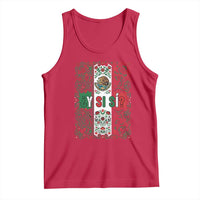 Y Si Si Mexican Flag Floral Folk Art Tank Top Viva Mexico Pride for Soccer Football Fans
