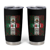 Y Si Si Mexican Flag Floral Folk Art Tumbler Cup Viva Mexico Pride for Soccer Football Fans