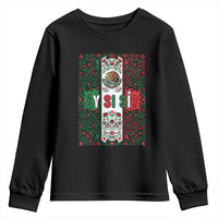 Y Si Si Mexican Flag Floral Folk Art Youth Sweatshirt Viva Mexico Pride for Soccer Football Fans