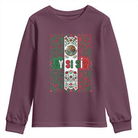 Y Si Si Mexican Flag Floral Folk Art Youth Sweatshirt Viva Mexico Pride for Soccer Football Fans