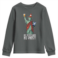 No Scotland No Party Funny Statue of Liberty Celebration Youth Sweatshirt Saltire Flag Glasgow Cone Scottish Football Fans