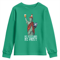 No Scotland No Party Funny Statue of Liberty Celebration Youth Sweatshirt Saltire Flag Glasgow Cone Scottish Football Fans