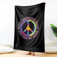 Baby Boomers Club Too Old To Care Retro Tie Dye Effect Printing Throw Blanket Peace Sign Groovy 60s Hippie Humor Graphic