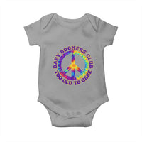 Baby Boomers Club Too Old To Care Retro Tie Dye Effect Printing Baby Onesie Peace Sign Groovy 60s Hippie Humor Graphic