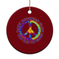 Baby Boomers Club Too Old To Care Retro Tie Dye Effect Printing Ceramic Ornament Peace Sign Groovy 60s Hippie Humor Graphic