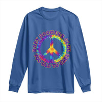 Baby Boomers Club Too Old To Care Retro Tie Dye Effect Printing Long Sleeve Shirt Peace Sign Groovy 60s Hippie Humor Graphic