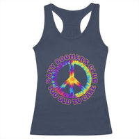 Baby Boomers Club Too Old To Care Retro Tie Dye Effect Printing Racerback Tank Top Peace Sign Groovy 60s Hippie Humor Graphic
