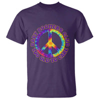 Baby Boomers Club Too Old To Care Retro Tie Dye Effect Printing T Shirt Peace Sign Groovy 60s Hippie Humor Graphic