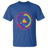 Baby Boomers Club Too Old To Care Retro Tie Dye Effect Printing T Shirt Peace Sign Groovy 60s Hippie Humor Graphic