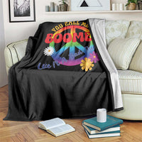 Retro Groovy Hippie Baby Boomer Generation Throw Blanket Funny You Call Me A Boomer Like It's A Bad Thing Peace Sign Flower