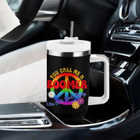 Retro Groovy Hippie Baby Boomer Generation Tumbler With Handle Funny You Call Me A Boomer Like It's A Bad Thing Peace Sign Flower