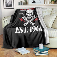 Funny Baby Boomer The Badass Generation Throw Blanket EST 1961 Birthday Gift Skull Rock On Graphic