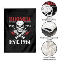 Funny Baby Boomer The Badass Generation Garden Flag EST 1961 Birthday Gift Skull Rock On Graphic