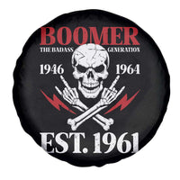 Funny Baby Boomer The Badass Generation Spare Tire Cover EST 1961 Birthday Gift Skull Rock On Graphic