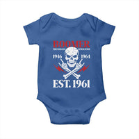 Funny Baby Boomer The Badass Generation Baby Onesie EST 1961 Birthday Gift Skull Rock On Graphic