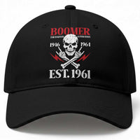 Funny Baby Boomer The Badass Generation Baseball Cap EST 1961 Birthday Gift Skull Rock On Graphic