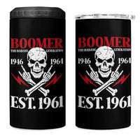 Funny Baby Boomer The Badass Generation 4 in 1 Can Cooler Tumbler EST 1961 Birthday Gift Skull Rock On Graphic