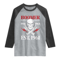 Funny Baby Boomer The Badass Generation Raglan Shirt EST 1961 Birthday Gift Skull Rock On Graphic