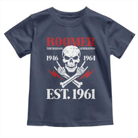 Funny Baby Boomer The Badass Generation Toddler T Shirt EST 1961 Birthday Gift Skull Rock On Graphic