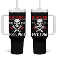 Funny Baby Boomer The Badass Generation Tumbler With Handle EST 1961 Birthday Gift Skull Rock On Graphic