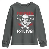 Funny Baby Boomer The Badass Generation Youth Sweatshirt EST 1961 Birthday Gift Skull Rock On Graphic