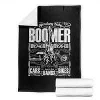 Legendary Baby Boomer Generation 1946 to 1964 Throw Blanket Vintage Rocker Classic Cars And Bikes Graphic
