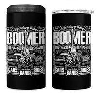 Legendary Baby Boomer Generation 1946 to 1964 4 in 1 Can Cooler Tumbler Vintage Rocker Classic Cars And Bikes Graphic