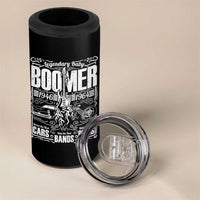 Legendary Baby Boomer Generation 1946 to 1964 4 in 1 Can Cooler Tumbler Vintage Rocker Classic Cars And Bikes Graphic
