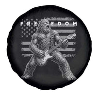 Freedom Bigfoot Playing Electric Guitar Spare Tire Cover Sasquatch Rock Star American Flag Patriotic Graphic
