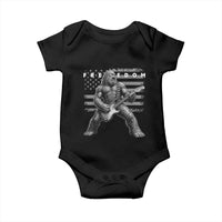 Freedom Bigfoot Playing Electric Guitar Baby Onesie Sasquatch Rock Star American Flag Patriotic Graphic