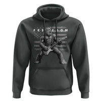 Freedom Bigfoot Playing Electric Guitar Hoodie Sasquatch Rock Star American Flag Patriotic Graphic