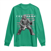 Freedom Bigfoot Playing Electric Guitar Long Sleeve Shirt Sasquatch Rock Star American Flag Patriotic Graphic