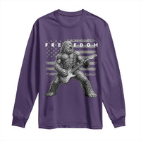 Freedom Bigfoot Playing Electric Guitar Long Sleeve Shirt Sasquatch Rock Star American Flag Patriotic Graphic