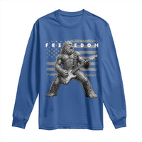 Freedom Bigfoot Playing Electric Guitar Long Sleeve Shirt Sasquatch Rock Star American Flag Patriotic Graphic