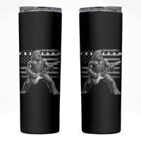 Freedom Bigfoot Playing Electric Guitar Skinny Tumbler Sasquatch Rock Star American Flag Patriotic Graphic