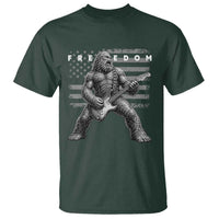 Freedom Bigfoot Playing Electric Guitar T Shirt Sasquatch Rock Star American Flag Patriotic Graphic