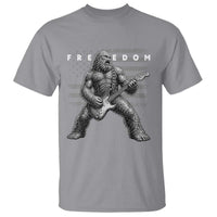 Freedom Bigfoot Playing Electric Guitar T Shirt Sasquatch Rock Star American Flag Patriotic Graphic