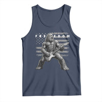 Freedom Bigfoot Playing Electric Guitar Tank Top Sasquatch Rock Star American Flag Patriotic Graphic