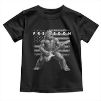 Freedom Bigfoot Playing Electric Guitar Toddler T Shirt Sasquatch Rock Star American Flag Patriotic Graphic