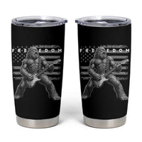 Freedom Bigfoot Playing Electric Guitar Tumbler Cup Sasquatch Rock Star American Flag Patriotic Graphic