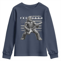 Freedom Bigfoot Playing Electric Guitar Youth Sweatshirt Sasquatch Rock Star American Flag Patriotic Graphic
