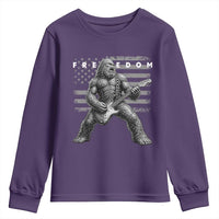 Freedom Bigfoot Playing Electric Guitar Youth Sweatshirt Sasquatch Rock Star American Flag Patriotic Graphic
