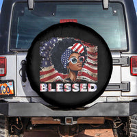 Blessed Black Queen Afro American Flag Spare Tire Cover Patriotic Juneteenth 4th of July