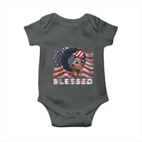 Blessed Black Queen Afro American Flag Baby Onesie Patriotic Juneteenth 4th of July